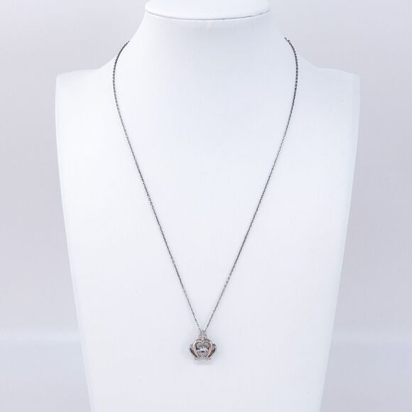 Aphrodites Sterling Silver Teardrop Cubic Zirconia Pendant Necklace 15.5"-17.5" - Picture 1 of 6